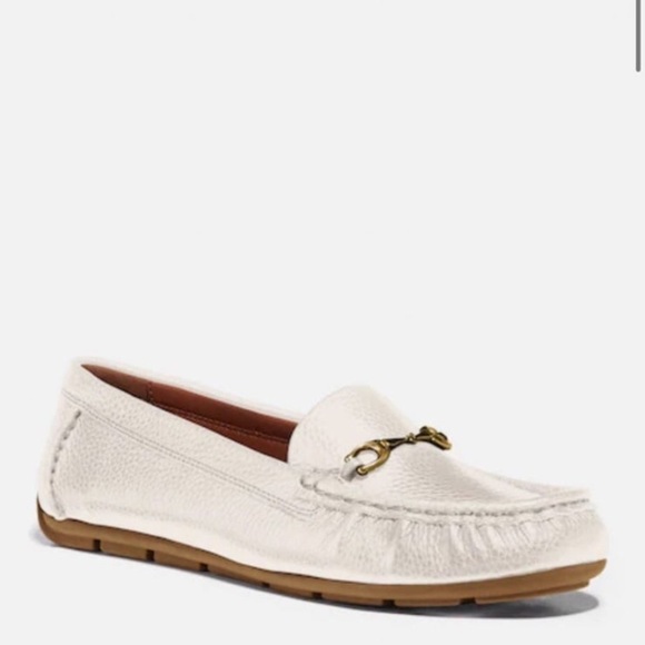 NWOT Coach | Women’s White Pebbled Leather Mavis Driving Loafer Size 6.5 - Picture 1 of 12